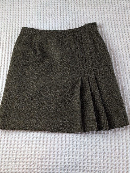 Jones New York Dresses & Skirts - Pleated Tweed A-Line Above Knee Skirt - Olive